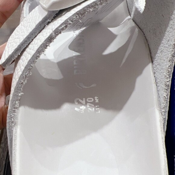 Birkenstock Arizona Exquisite- White Leather- Mens Sandals Slide EU 42 US 9- 9.5 - Picture 12 of 12